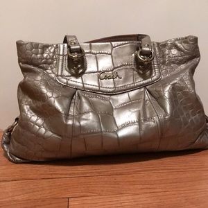 Silver leather Coach bag